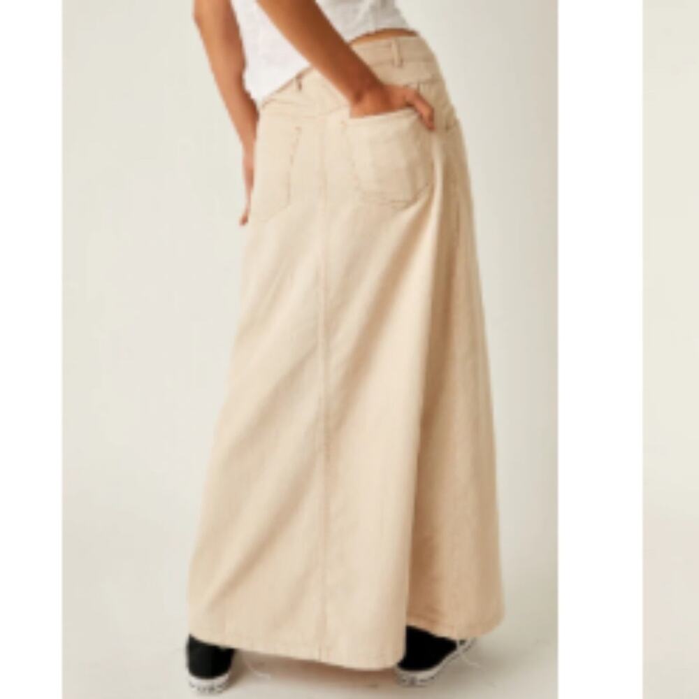 WE THE FREE COME AS YOU ARE CORDUROY MAXI SKIRT SIZE 12 MSRP $128.00 NWOT cream - Picture 3 of 15